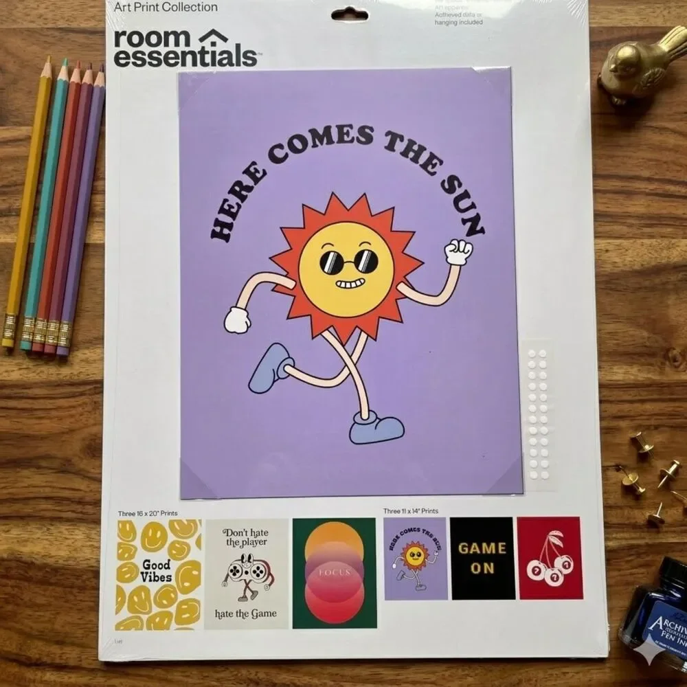 Good Vibes Retro Art Print Collection (6-Pack) - Room Essentials, NIP!